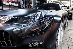Mercedes GTS оклейка матовой полиуретановой защитной пленкой